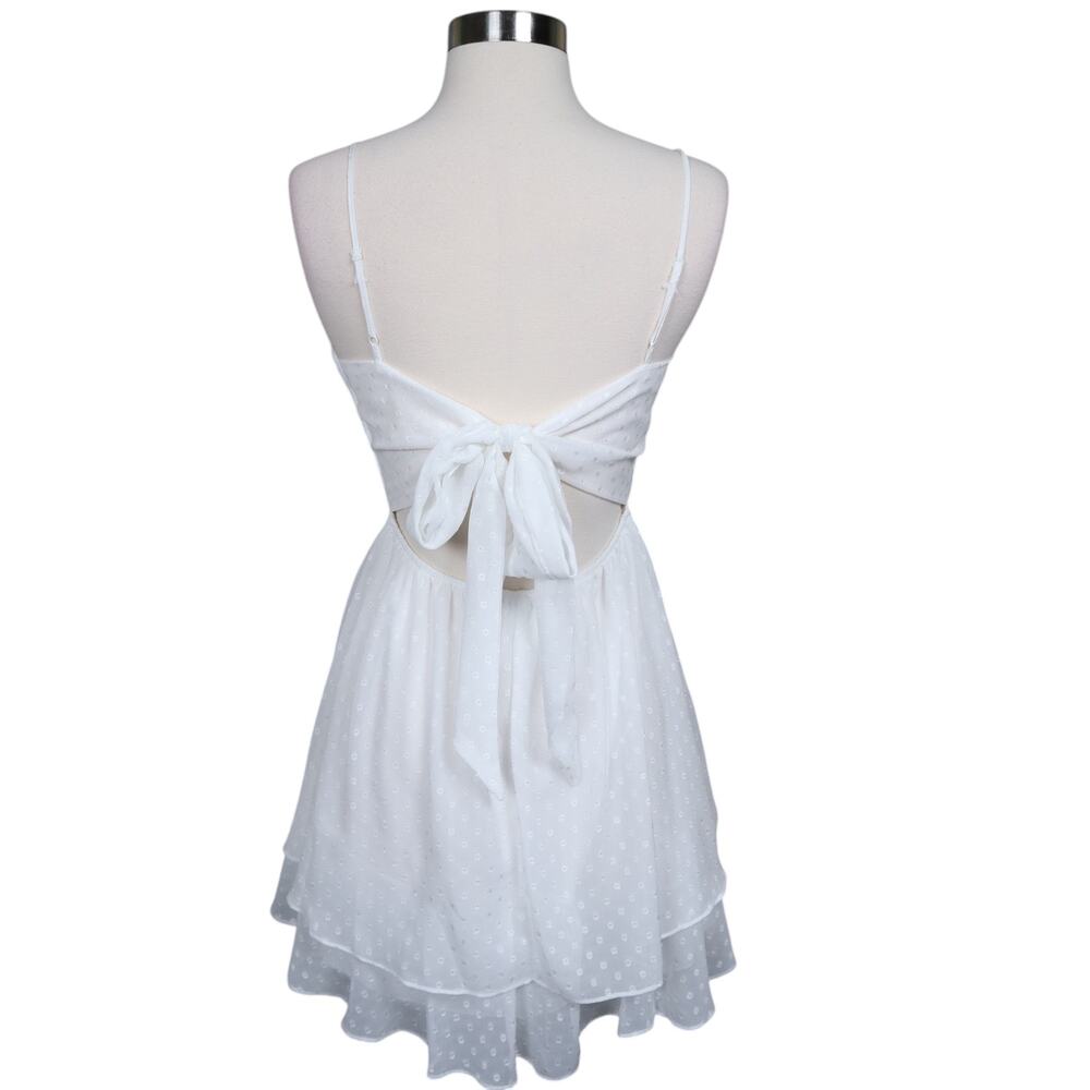 B‎ Darlin Womens Bow Mini Dress Size Small White Bridal Shower Fit Flare Layered - Picture 6 of 12